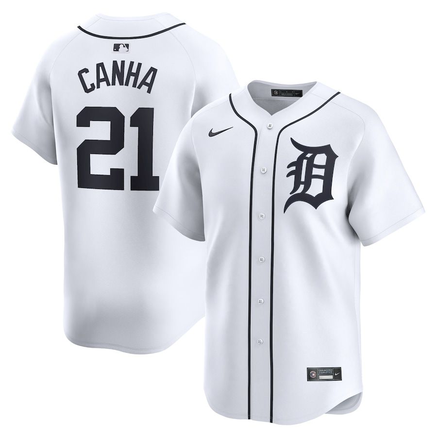 Men Detroit Tigers #21 Mark Canha Nike White Home Limited Player MLB Jersey->detroit tigers->MLB Jersey